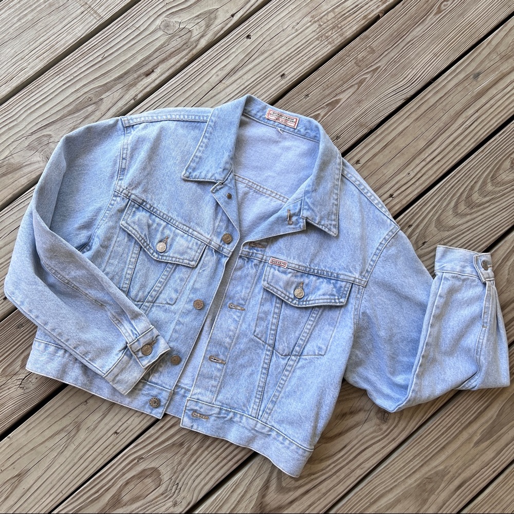 Guess vintage jean jacket 80s stonewash light blue cropped boxy M Marciano